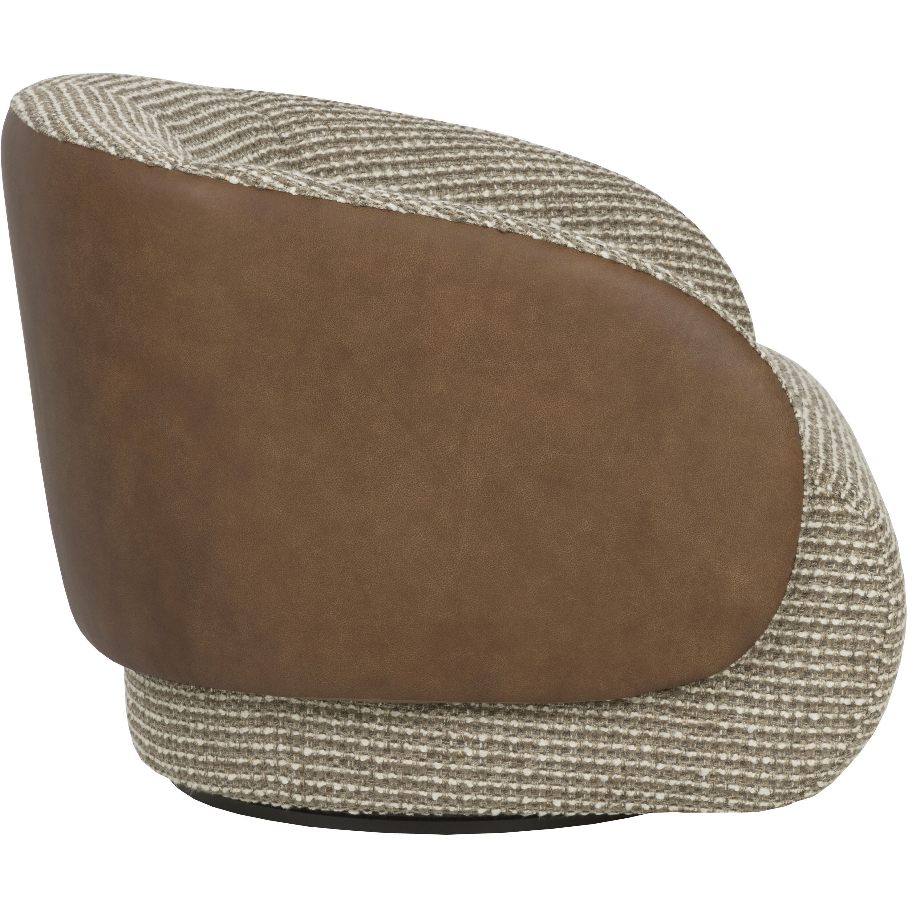 Camie Torched Meringue / Cognac Leather Swivel Lounge Chair